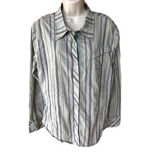 Tsunami Western Pearl Button Snap Close Blouse Shirt Striped Womens XL Rodeo